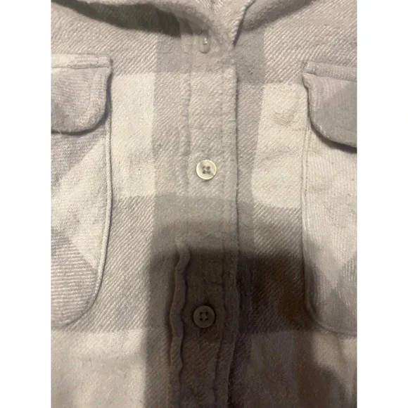 Aerie Women's Oversized Gray White Plaid Flannel Shirt Button Down- Size XS - Picture 6 of 8